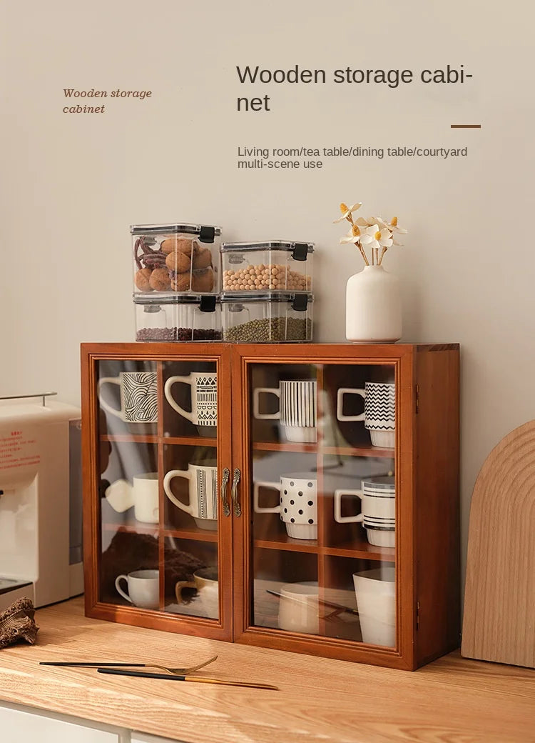 Solid Wood Vintage Cup Cabinet