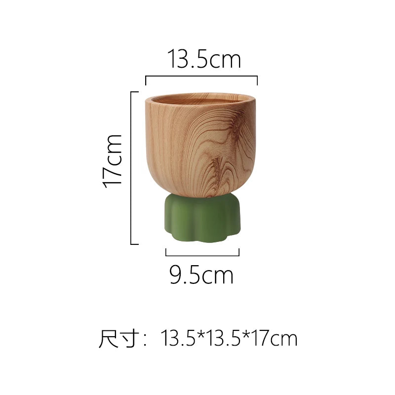 Nordic Colorful Flower Pots Retro Wood Grain Painted Phalaenopsis Succulent Household Internet Celebrity Indoor Breathable