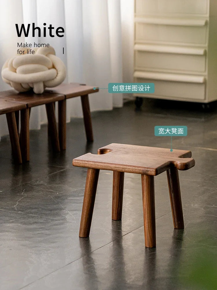 Solid Black Walnut Low Stool