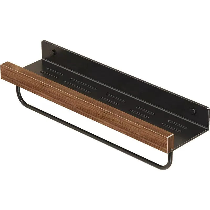 Walnut Wall-Mounted Toilet & Sink Rack