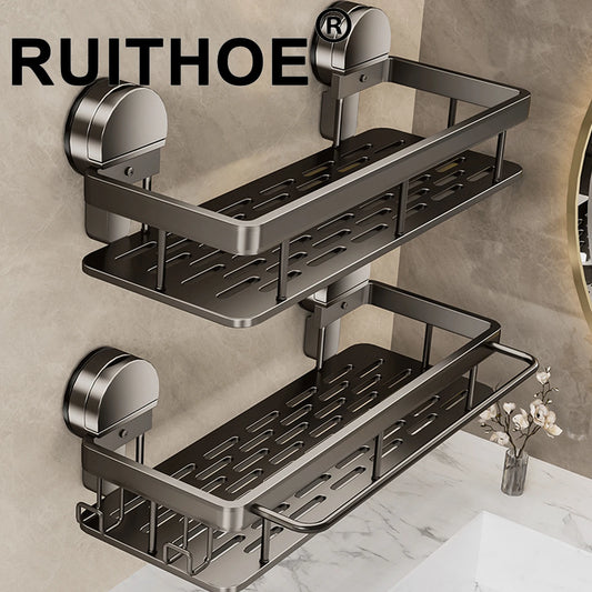 Suction Cup Shower Shelf – Aluminium Storage Rack