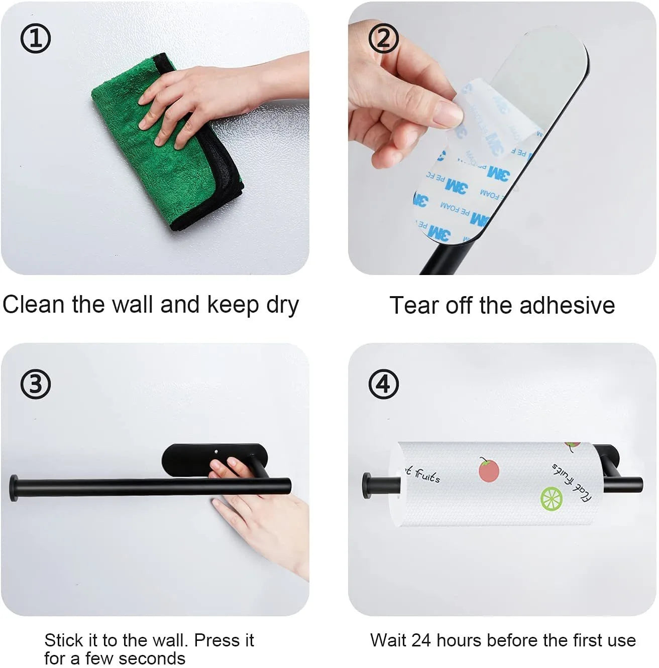 Stainless Steel Self-Adhesive Towel & Toilet Roll Holder – No Drills