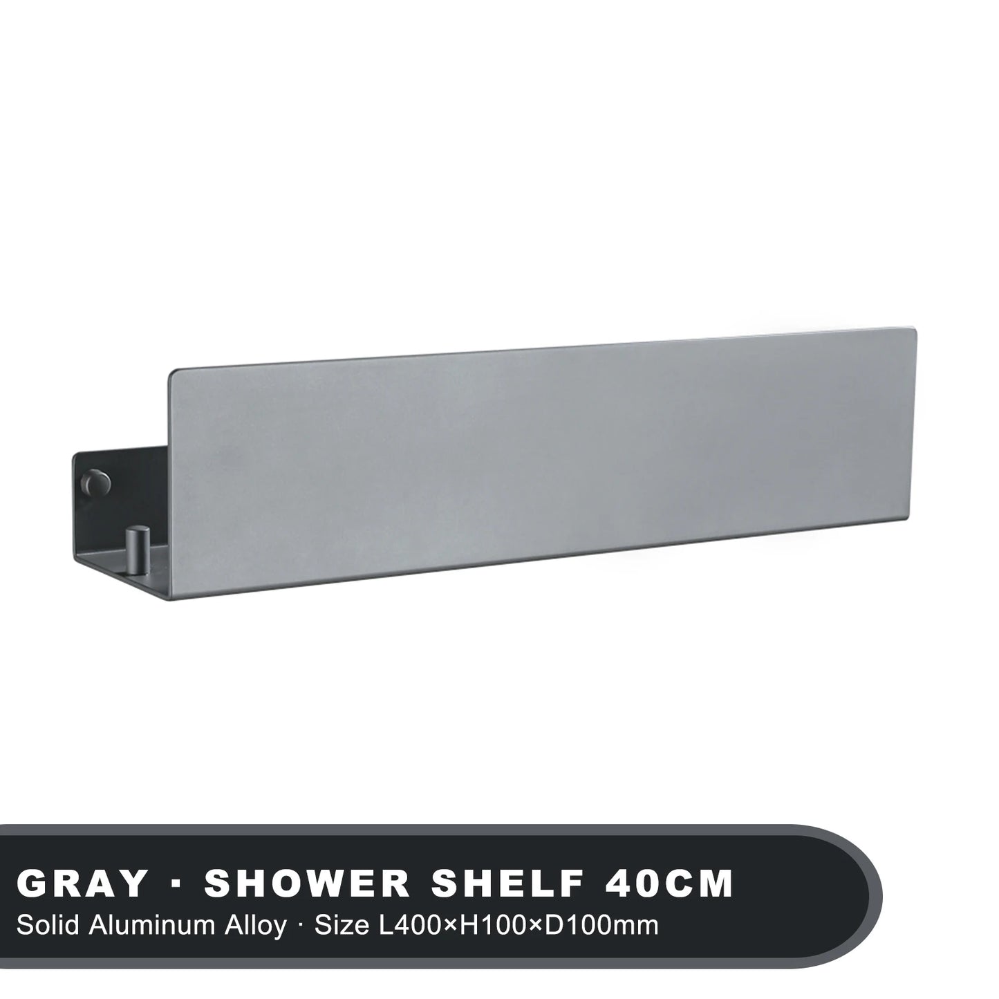 White Aluminium Corner Shower Shelf with Hooks