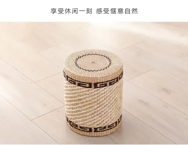 Tight Weave Sofa Seat Sturdy Sitting Stool Pine Shoe Changing Bench High Load-bearing Small Stools Suitable for Living Room