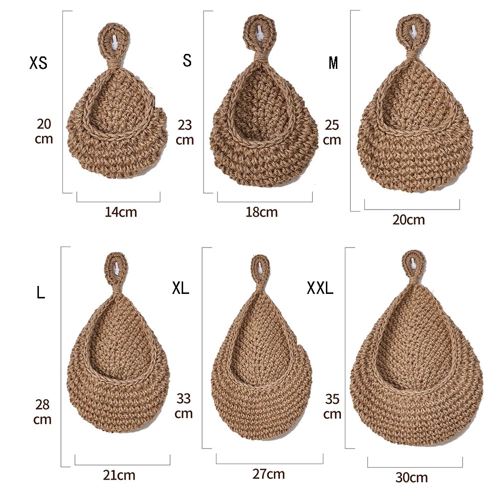 Water Drop Vegetable Fruit Storage Basket Cotton Hand-woven Kitchen Hanging Basket Wall Net Pocket Cotton Rope Home Decor Tool