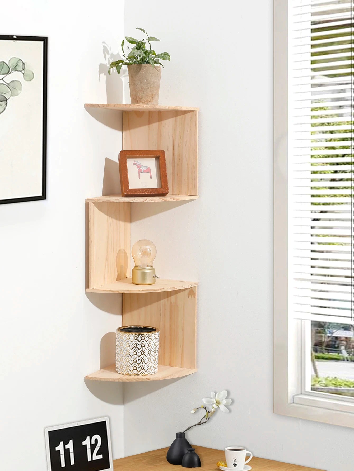 Wooden Burlywood Storage Shelf