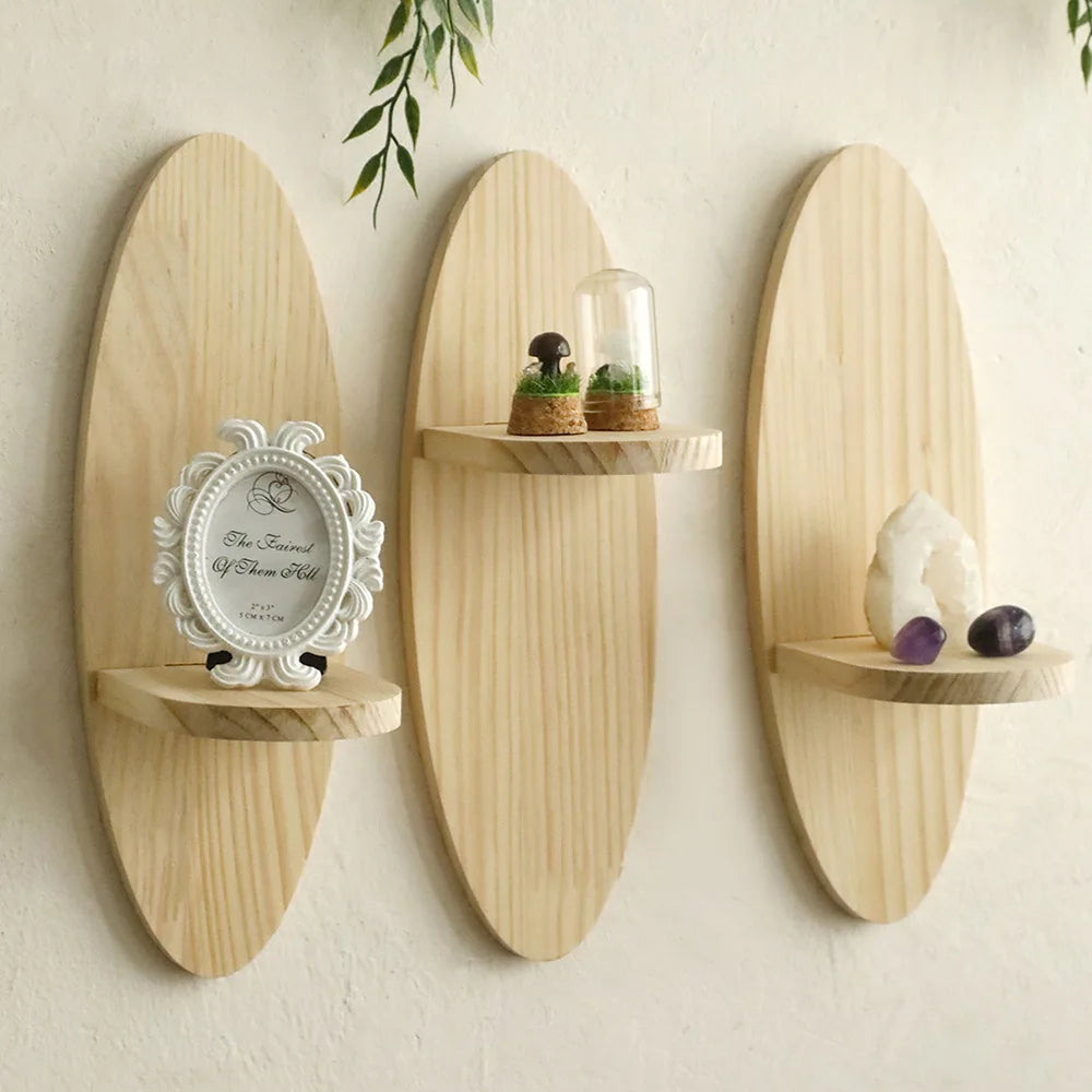 Oval Solid Wood Floating Shelf