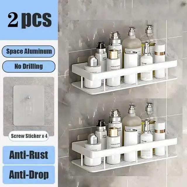 Bathroom & Kitchen Organizer – No-Drill 2-Tier Wall Shelf