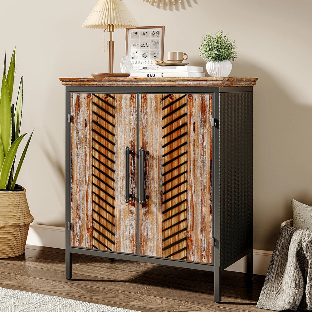 Classic wooden storage cabinet living room side cabinet, kitchen buffet console cabinet with two doors