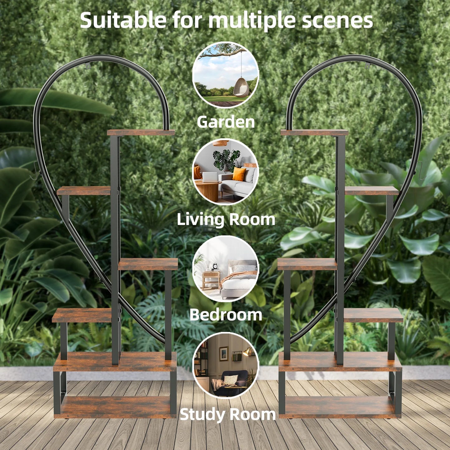 Heart-Shaped Wood & Metal Flower Display