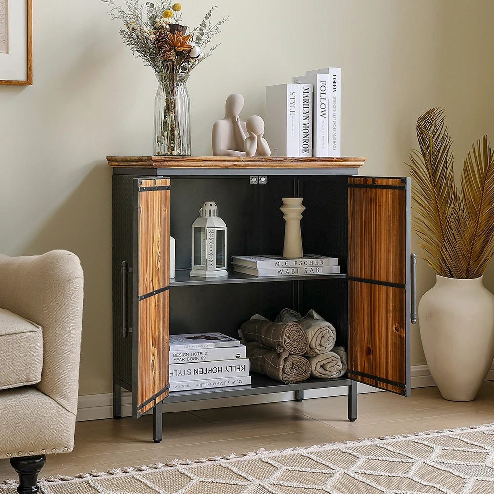 Classic wooden storage cabinet living room side cabinet, kitchen buffet console cabinet with two doors