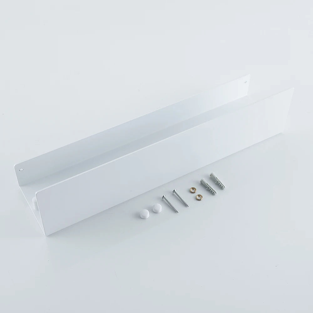 White Aluminium Corner Shower Shelf with Hooks