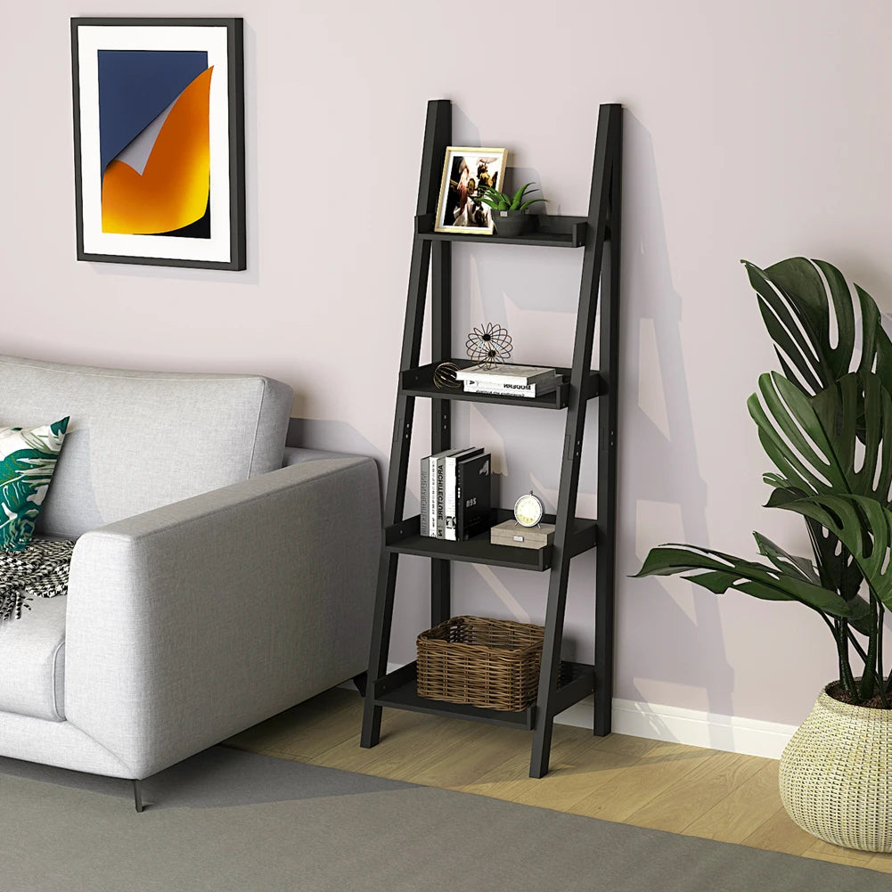 【Breeins】4-Tier Wooden Display Ladder Shelf for Home Storage Organizer Rack Home Decoration For Home Office