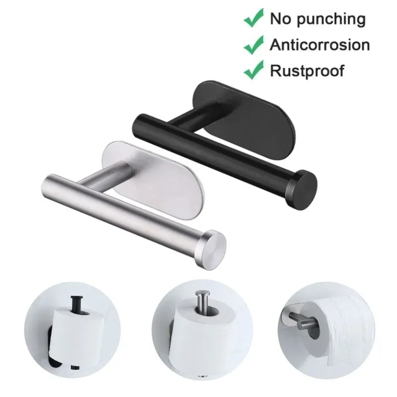 Stainless Steel Toilet Paper Holder - No-Drill