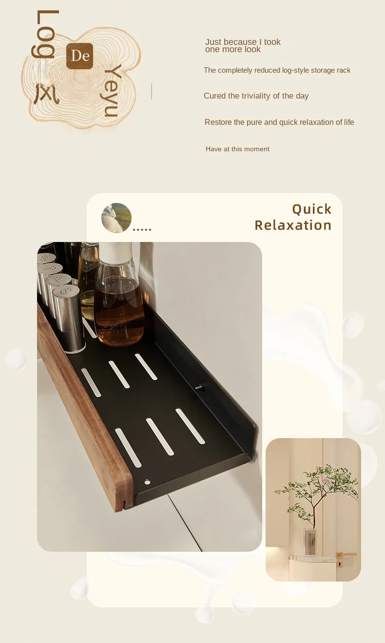 Wall-Mounted Wooden Kitchen Storage Rack