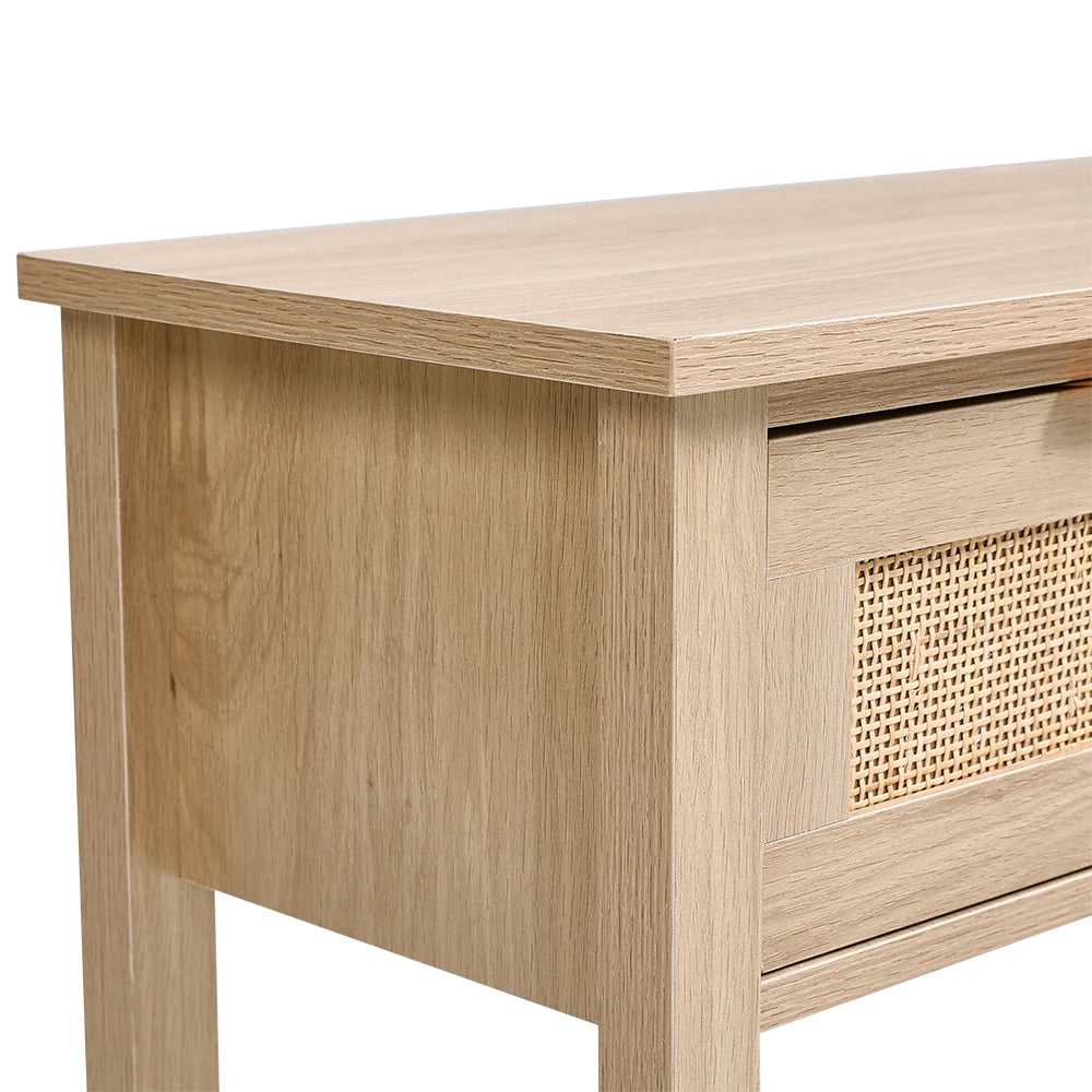 【Lifeideas】Rustic Wood Console Table with 3 Rattan Drawer Livingroom Bedroom Decoration Storage Cabinet