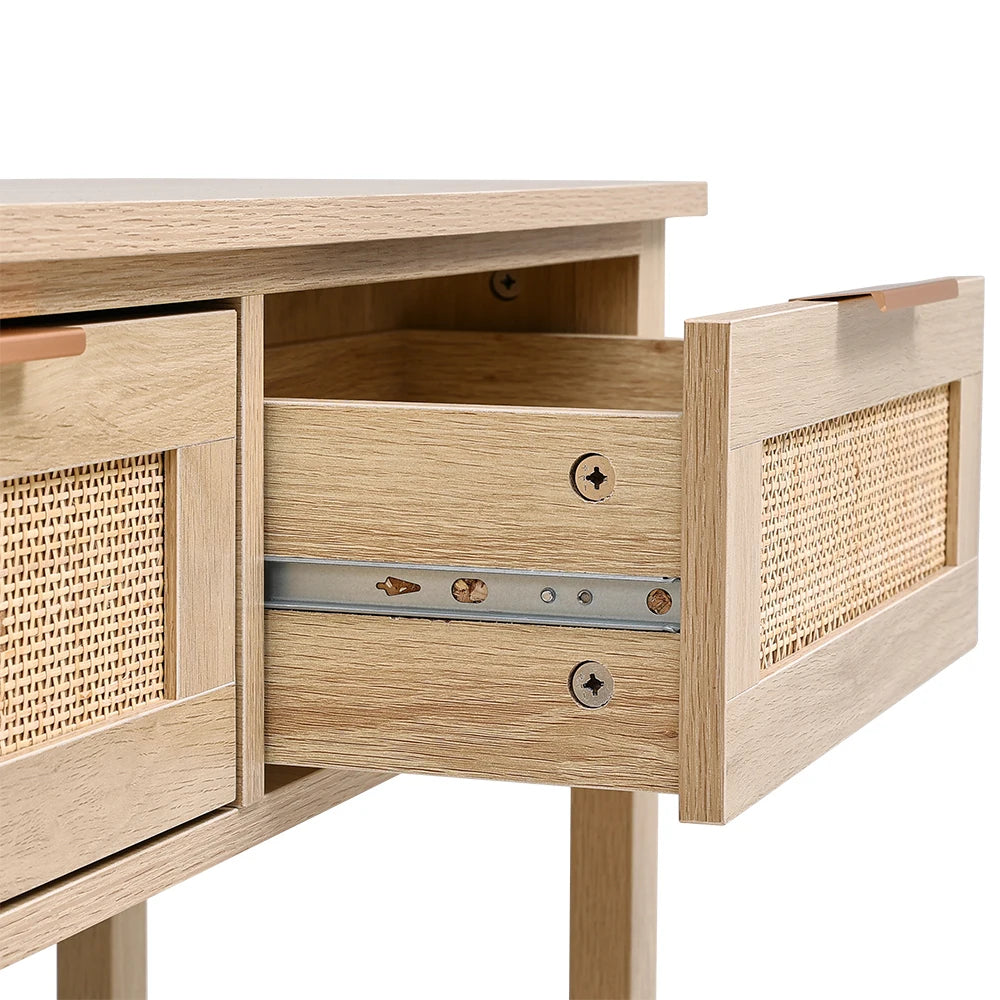 【Lifeideas】Rustic Wood Console Table with 3 Rattan Drawer Livingroom Bedroom Decoration Storage Cabinet