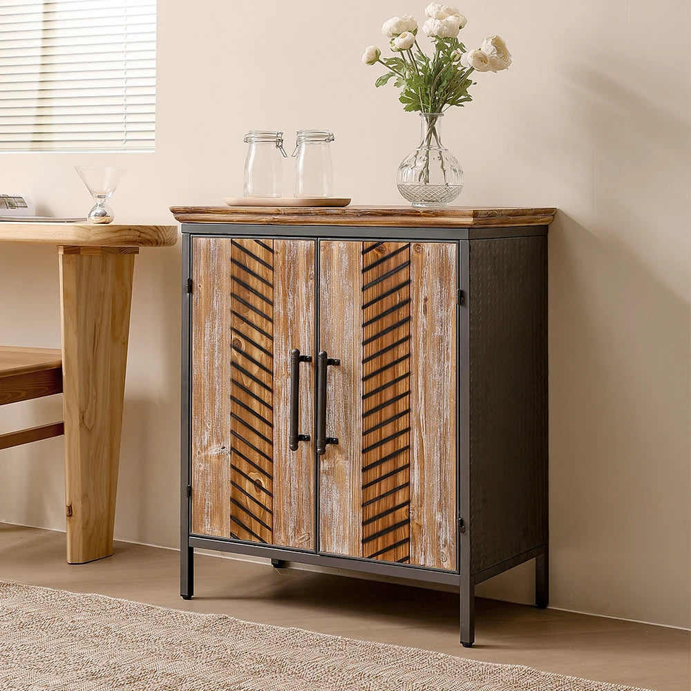 Classic wooden storage cabinet living room side cabinet, kitchen buffet console cabinet with two doors