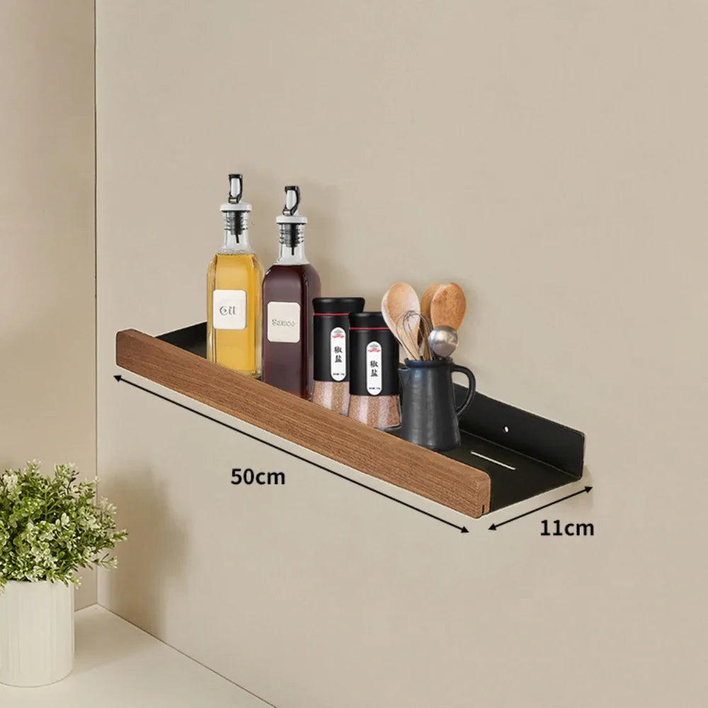 Wall-Mounted Wooden Kitchen Storage Rack