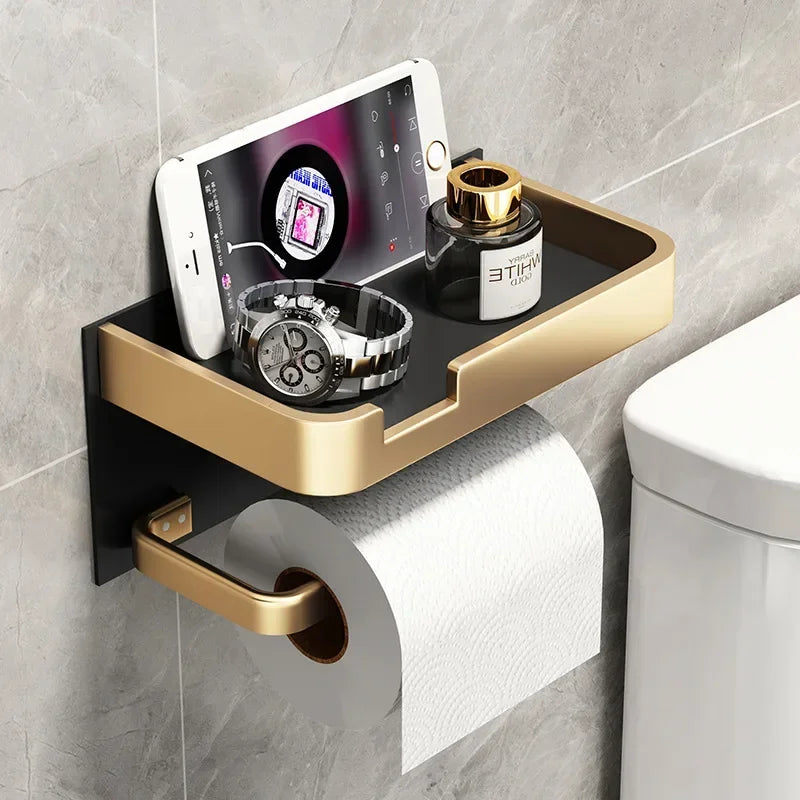 Luxury Black & Gold Toilet Paper Rack