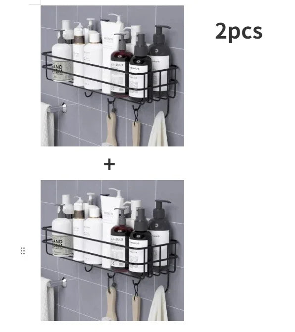 Japanese-Style Wrought Iron Bathroom Wall Shelf