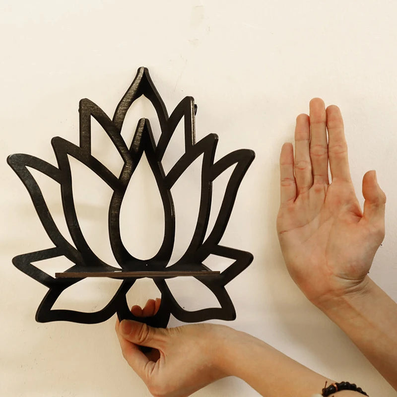 Corner Wooden Lotus Shelf