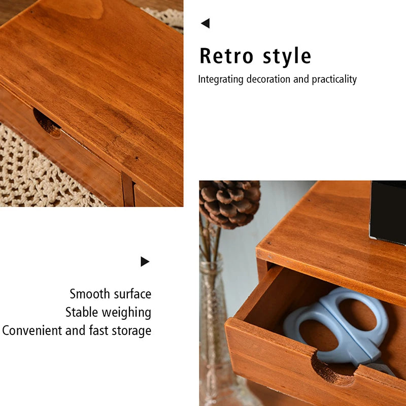 Retro Wooden Drawer Desk Organizer
