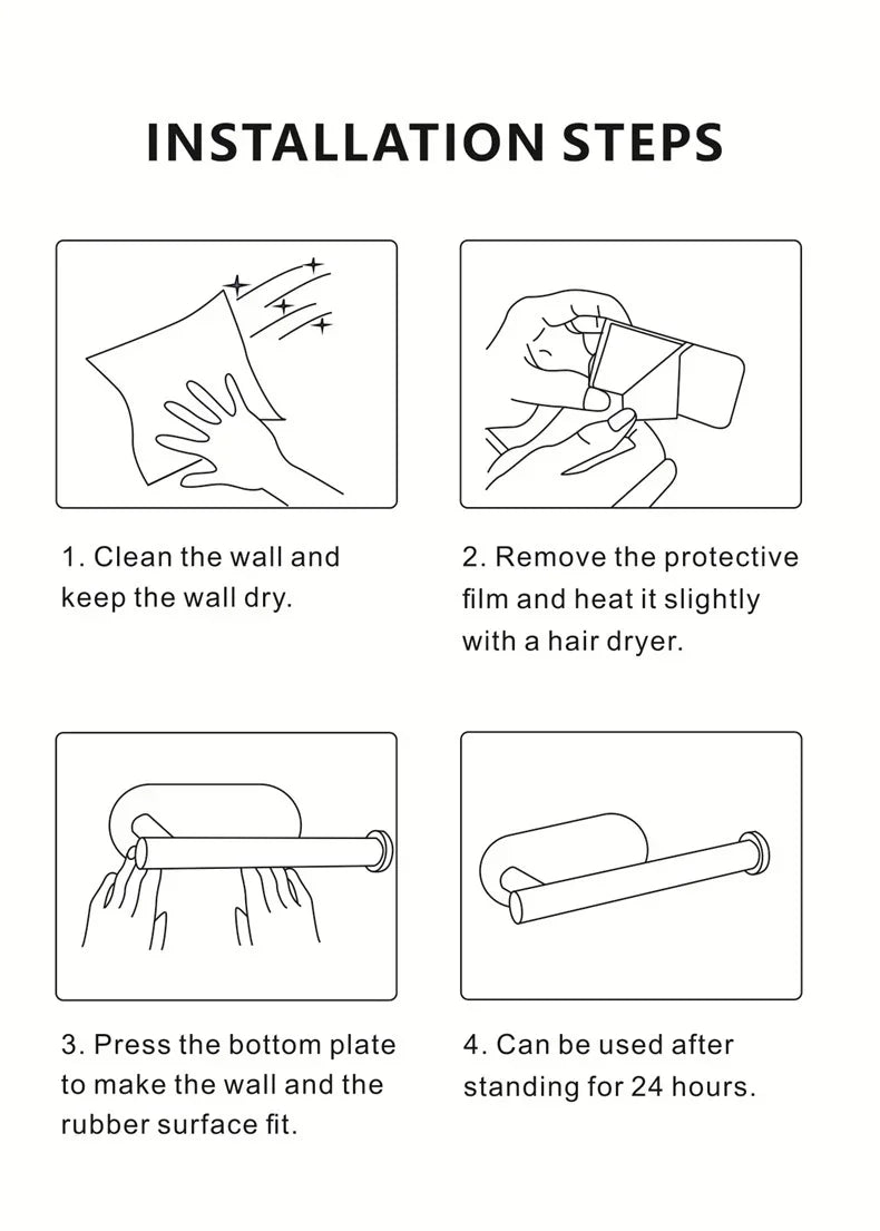 Stainless Steel Self-Adhesive Towel & Toilet Roll Holder – No Drills