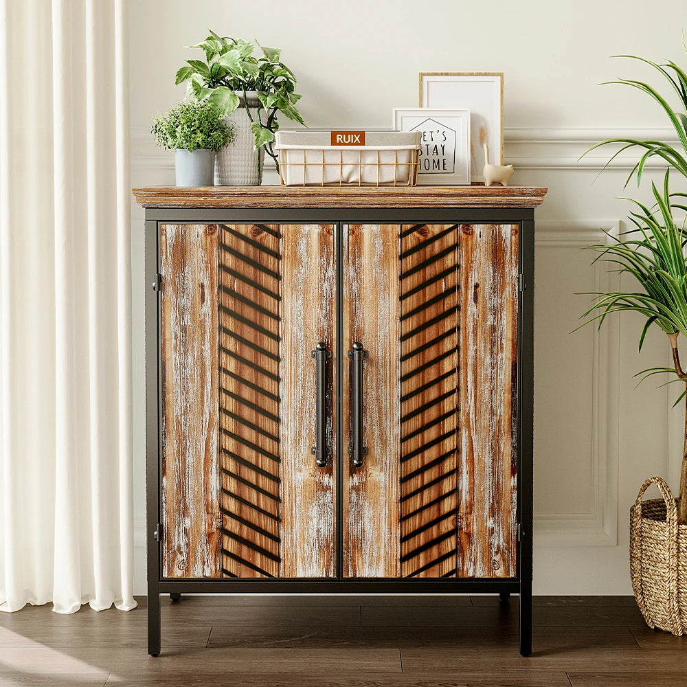 Classic wooden storage cabinet living room side cabinet, kitchen buffet console cabinet with two doors