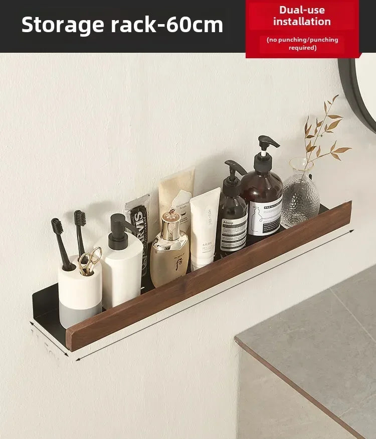 Wall-Mounted Wood Bathroom Shelf