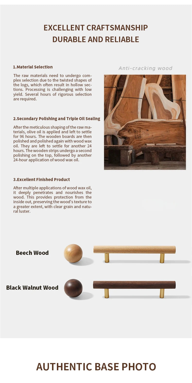 Nordic Walnut Wood Handle T bar Drawer Knobs Cupboard Long Pulls Kitchen Cabinet Door Handle Furniture Decorate Pulls and Knob