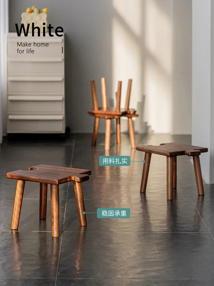 Solid Black Walnut Low Stool