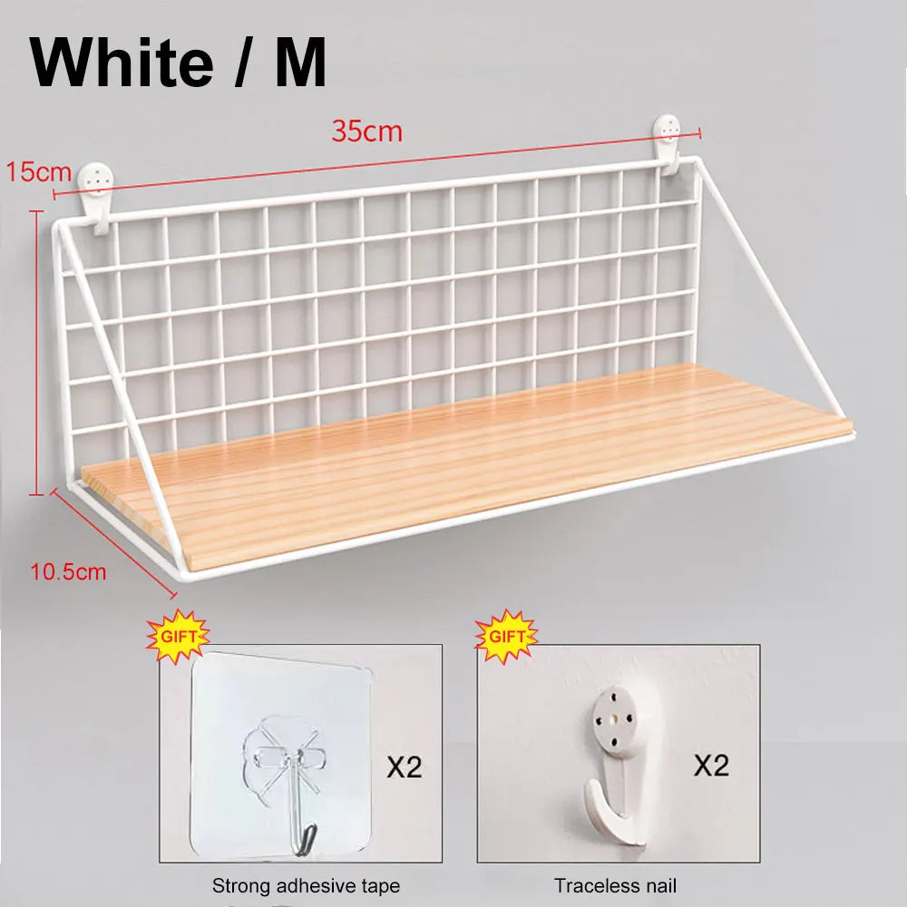 Wall Mounted Wood Hanging Shelves (no Drilling)