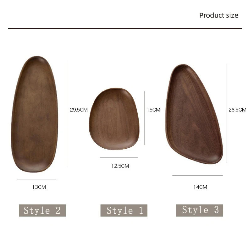 HeMu Black walnut solid wood shape tray Japanese irregular dessert dessert tray coffee saucer wooden household tray