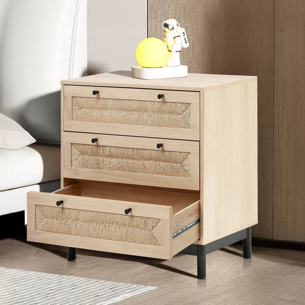 【Lifeideas】2/3-Drawer Woven Accent Cabinet Livingroom Bedroom Decoration Storage Shelf Modern Classic