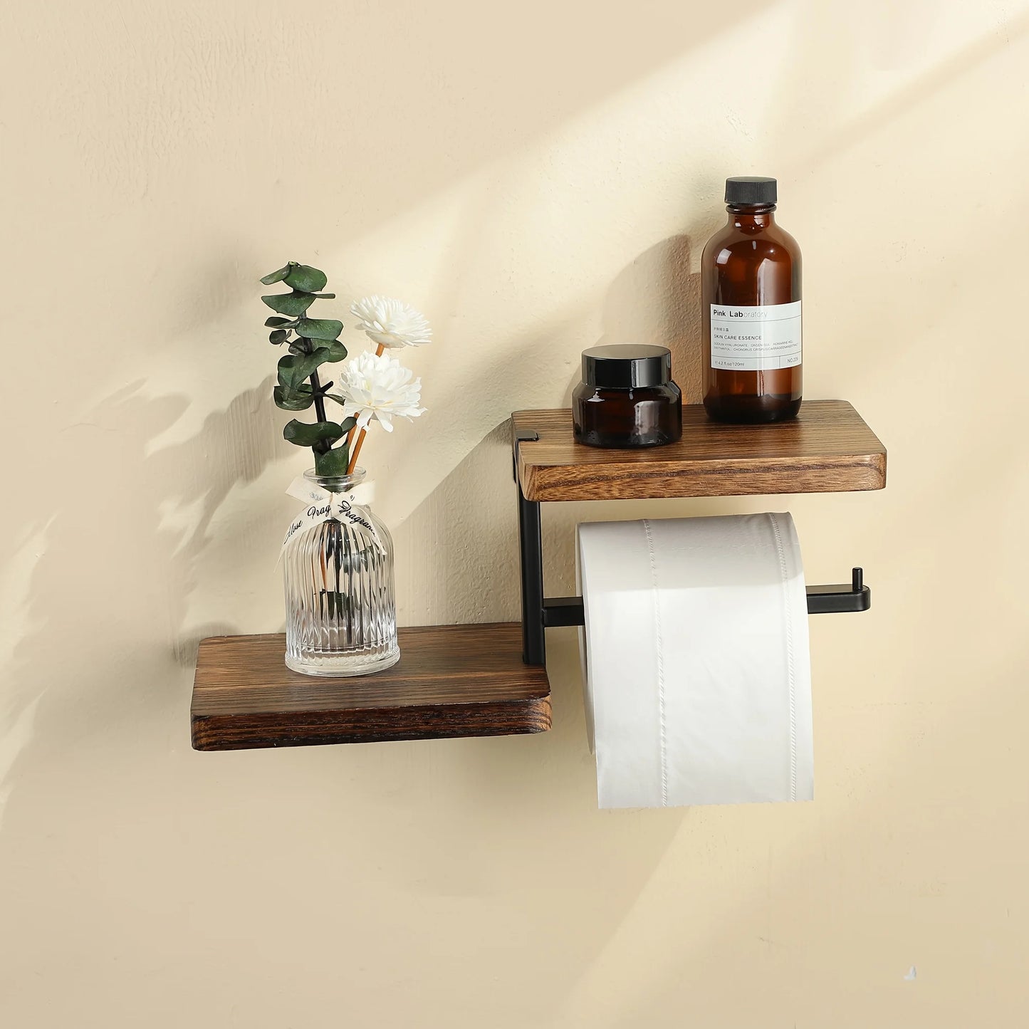 Wooden Wall-Mounted Toilet Paper Holder