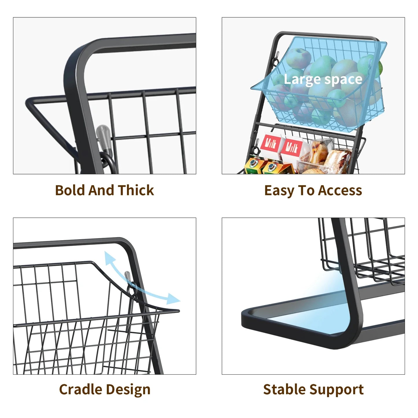 Fruit basket,,vegetable basket,Kitchen countertop storage basket,Wire removable storage rack,Spices and snack racks