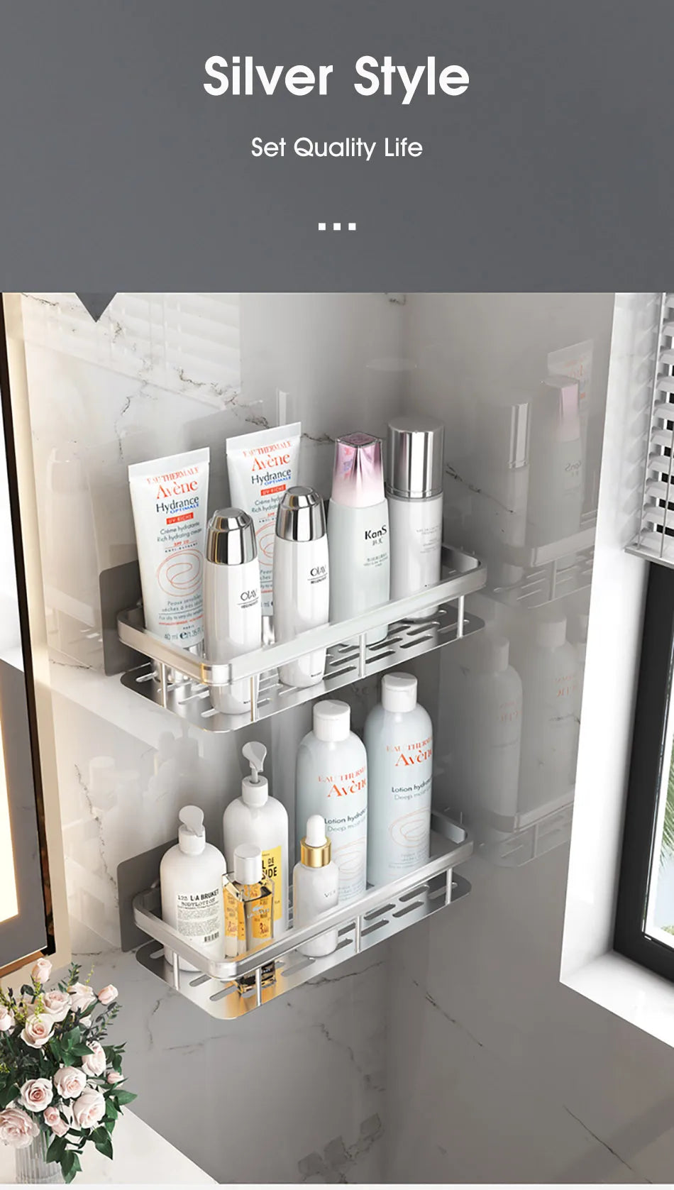 Modern  Bathroom Storage Rack - No-Drill
