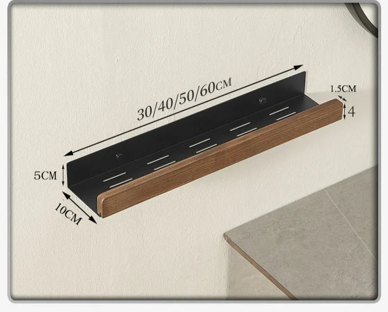 Wall-Mounted Wood Bathroom Shelf
