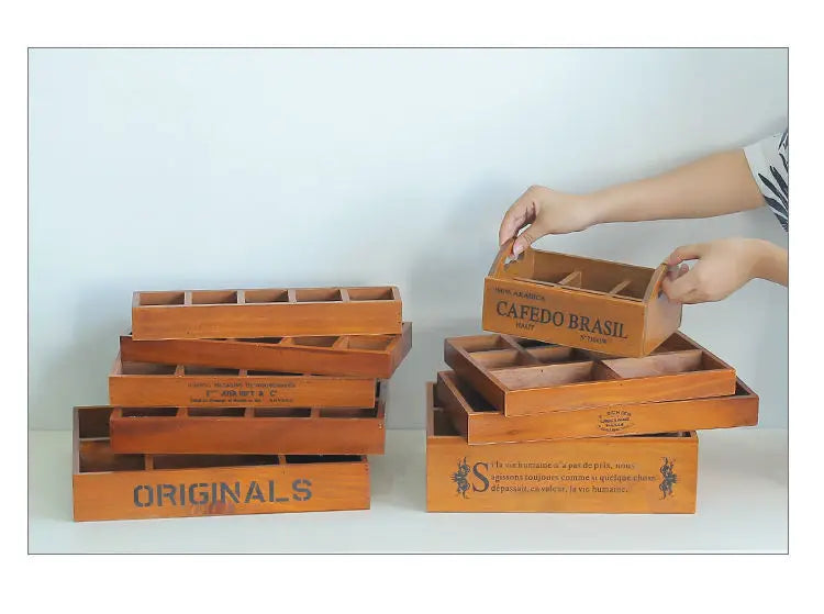 Vintage Wooden Desktop Organizer