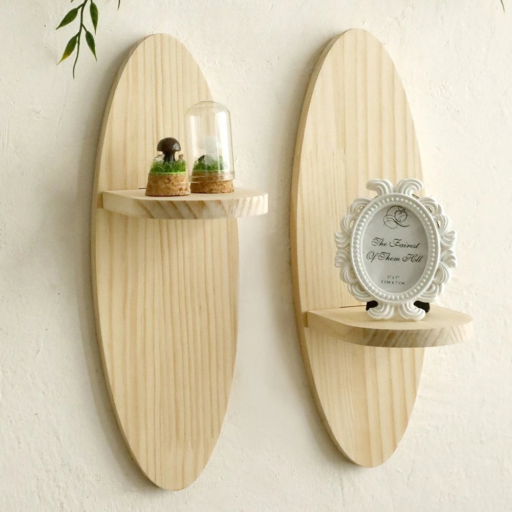 Oval Solid Wood Floating Shelf