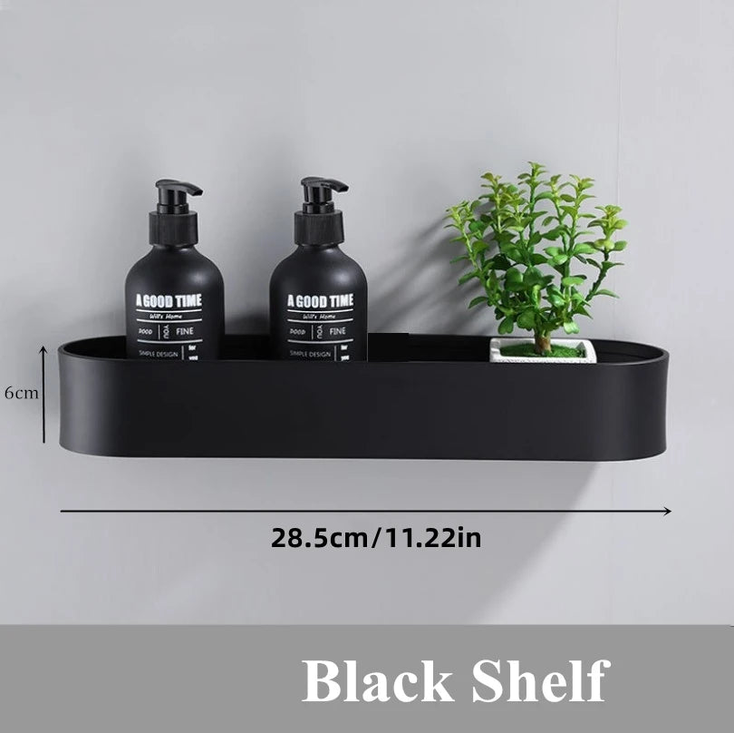 Matte Black Wall-Mounted Shower Shelf