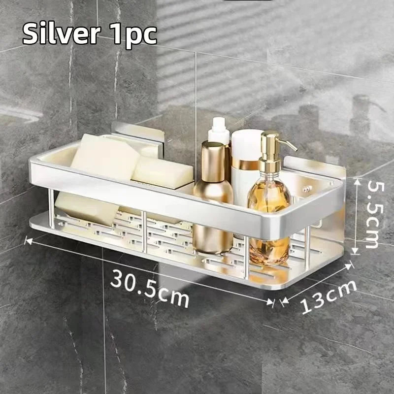 Bathroom & Kitchen Organizer – No-Drill 2-Tier Wall Shelf