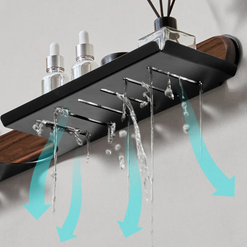 Walnut Wall-Mounted Toilet & Sink Shelf