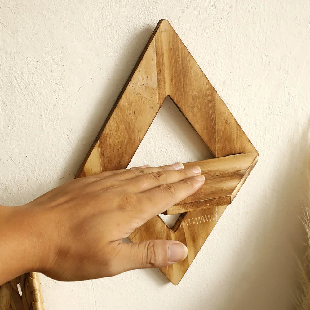Modern Diamond Wood Wall Shelf