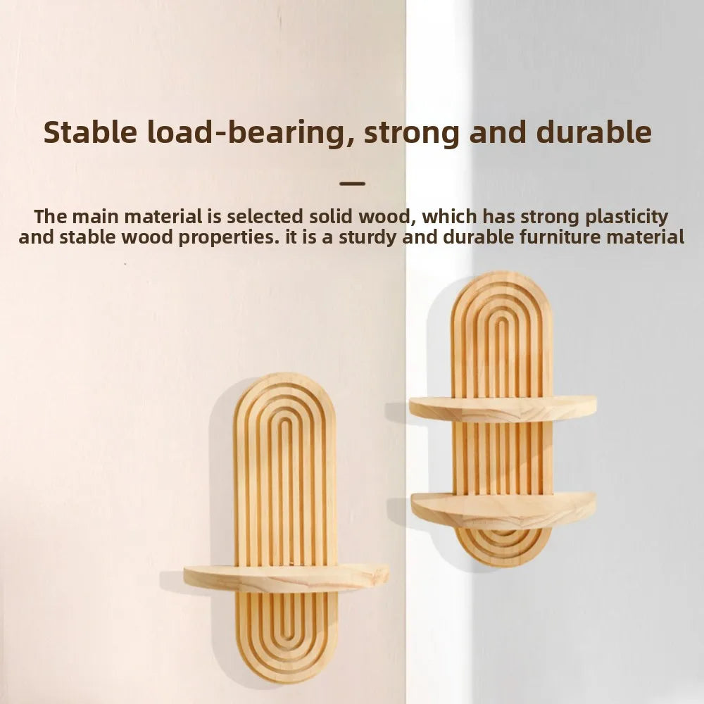 Bohemian Oval Threaded Solid Wood Wall Shelf