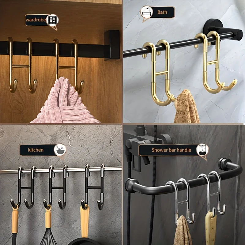 Stainless Steel Shower Door Hooks - No-Drill