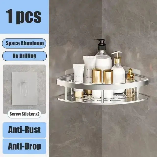 Bathroom & Kitchen Organizer – No-Drill 2-Tier Wall Shelf