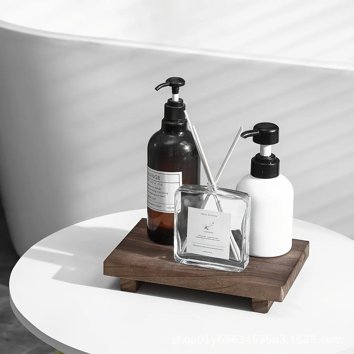 Minimalist Wooden Bathroom Pedestal Tray