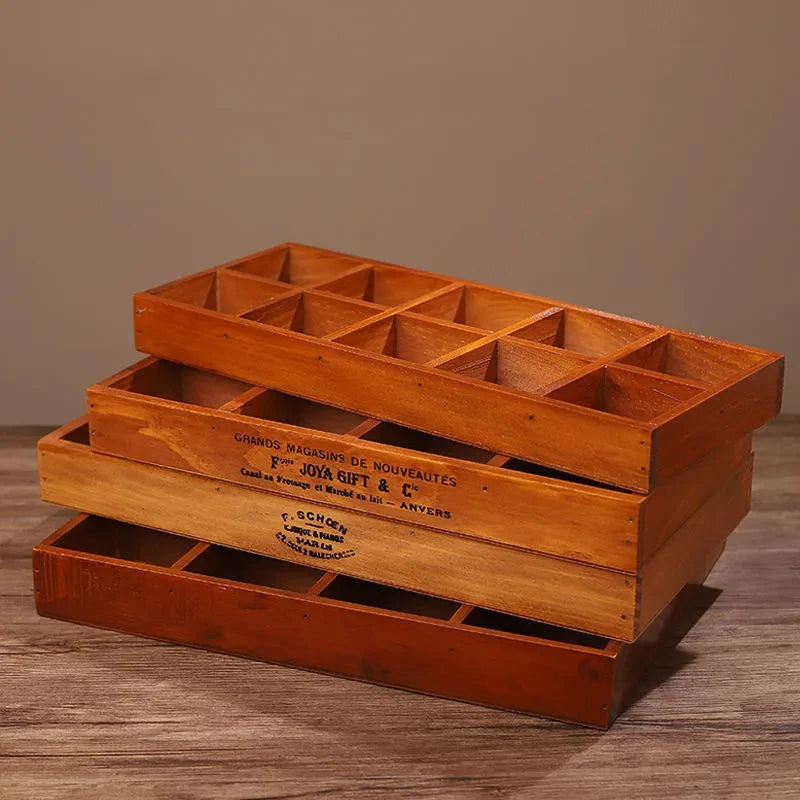 Vintage Wooden Desktop Organizer